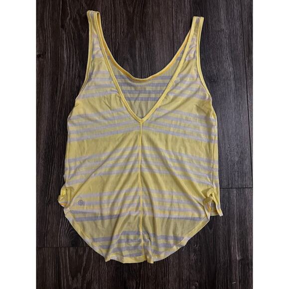 Lululemon Burn It Out Tank Ocean Stripe Mellow Lemon - Picture 1 of 7